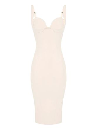 Elisabetta Franchi bustier-neck midi dress - women - Polyester/Elastane - 44 - Neutrals