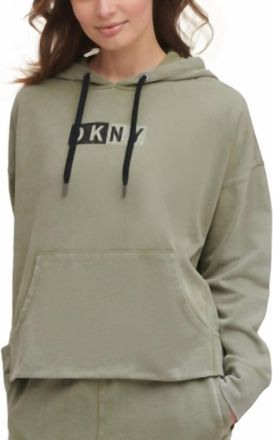 DKNY Sport Cotton Logo Graphic Hoodie In Olive