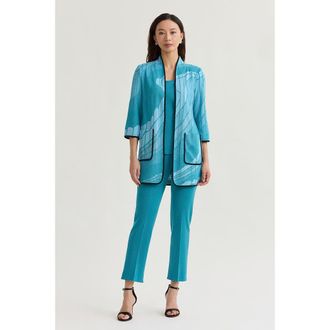 Ming Wang Heritage Geoprint Jacquard Knit Jacket in Serene/nebula/white/black at Nordstrom, Size X-Large
