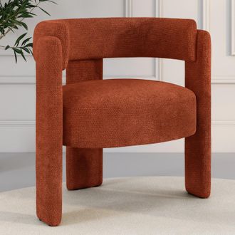 IDMarket Sill&oacute;n Tr&iacute;pode Gustave Tejido Chenilla Terracota