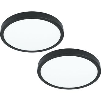 Loops 2 PACK Wall / Ceiling Light Black 285mm Round Surface Mounted 20W LED 3000K