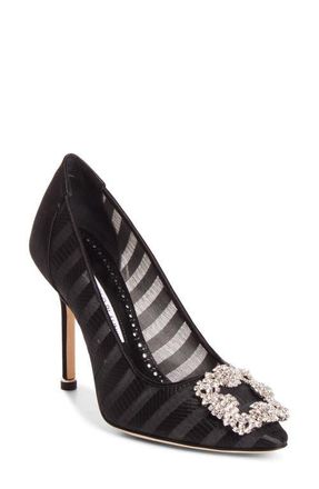 Manolo Blahnik Hangisila Pump in Ywov 979R/black at Nordstrom, Size 6.5Us