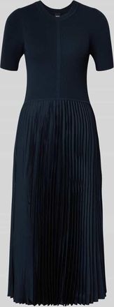 HUGO BOSS Figurbetontes Midikleid aus Viskose-Mix Modell FADRIDI in Marine, Größe XS