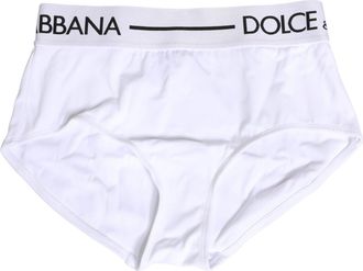Dolce & Gabbana Womens White Nylon Logo Waistband Panty Underwear Elastane Clothing