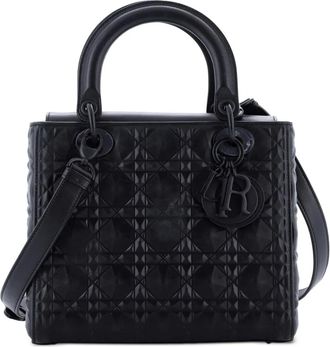 Dior Lady Dior Bag Diamond Motif Cannage Calfskin Medium shoulder bag - Zwart
