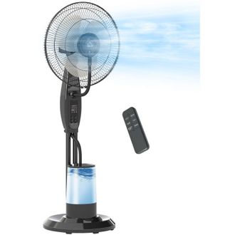 HOMCOM Homcom Ventilador Nebulizador Oscilante 75 W Temporizador Tanque 3,2l Mando A Distancia 3 Velocidades 3 Aspas Y Pantalla Led Negro