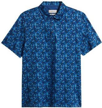 Bugatchi Vincent OoohCotton Leaf Print Polo in Night Blue at Nordstrom, Size Xxx-Large