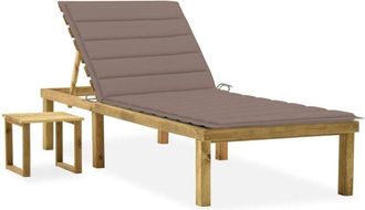 vidaXL Vidaxl - Tumbona De Jard&iacute;n Con Mesa Y Coj&iacute;n De Madera De Pino Impregnada