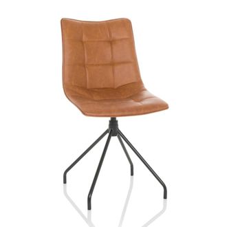 hjh OFFICE Silla de piel sint&eacute;tica marr&oacute;n