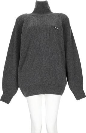 Rotate High Neck Grey Knit Sweater with Oversized Fit