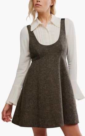 Free People Cyd Mini Dress In Espresso Combo