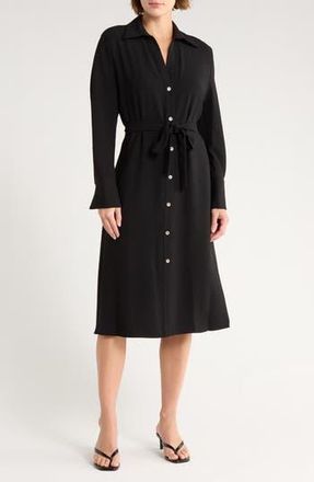 Vince Long Sleeve Belted Shirtdress in Black at Nordstrom Rack, Size X-Small