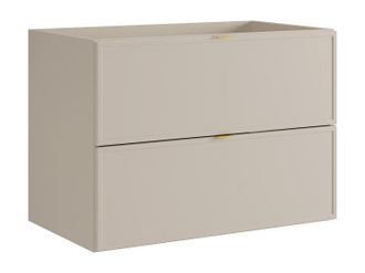 Vente-Unique Mueble de ba&ntilde;o suspendido con asas de metal dorado - Color beige - 80 cm - ONDIL