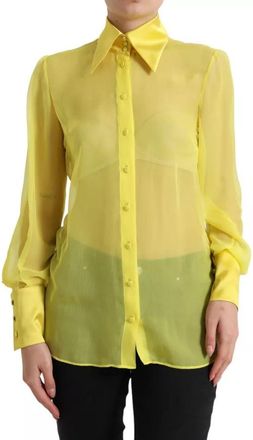 Dolce & Gabbana Yellow Long Sleeve Button Down Blouse Womens Top (Pre-Owned)