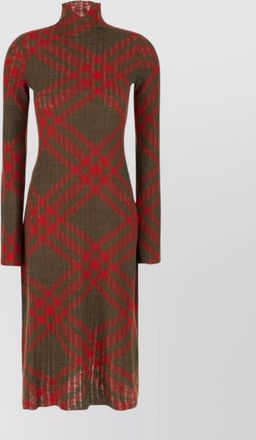 Burberry wool blend dress with embroidered plaid pattern