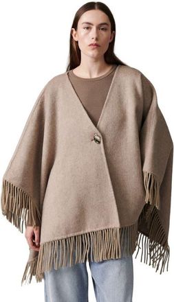 Day Birger Et Mikkelsen Fringed Open Front Poncho in Beige Melange at Nordstrom