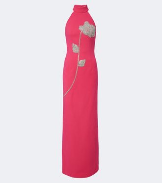 Rebecca Vallance Starlight floral embellished cr&ecirc;pe gown