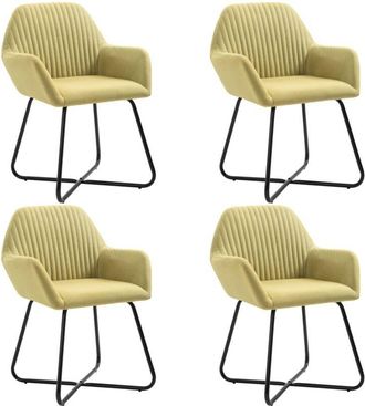 vidaXL Vidaxl - Sillas De Comedor Giratorias 4 Unidades Tela Verde