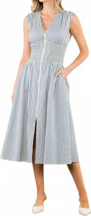 THML Clothing Josie V Neck Dress In Blue