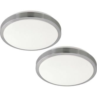 Loops 2 PACK Wall Flush Ceiling Light White Shade White Satined Nickel Plastic LED 23W in Metallics