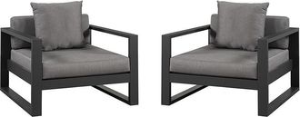 Vente-Unique Conjunto de 2 sillones de jard&iacute;n de aluminio - Antracita - MOLOKAI