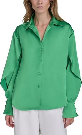 Halston Heritage Ruffle Sleeve V-Neck Blouse