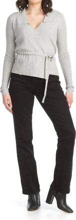 Papillon Wrap Style Sweater Top In Grey