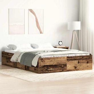 Berkfield Home Bed Frame without Mattress Old Wood 160x200cm Engineered Wood in Brown | Size: 160x200 cm