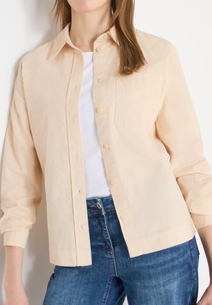Cecil Hemdbluse CECIL, Damen, Gr. XXL (46), pearl beige, Web, Obermaterial: 100% Baumwolle, unifarben, normal h&uuml;ftlang, Rundhals, Blusen Hemdbluse, in feine