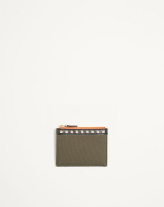 Valentino Garavani Valentino Garavani Stud-Up Coin and Cardholder in Nylon and grainy calfskin