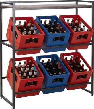 Relaxdays Relaxdays Estanter&iacute;a Para 6 Cajas De Bebidas, 117 X 104 X 32 Cm, Estante Superior, Estilo Industrial, Marr&oacute;n/negro