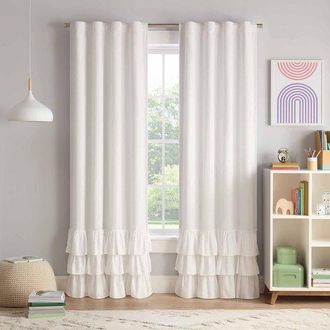 No Brand Cortina Opaca, Cortina Con Volantes En Cascada Para Ni&ntilde;os, 213 X 61 Cm, Thermaback, Cortina Opaca 100% Con Barra Colectora Superior, 1 Panel Para Vent