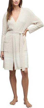 Barefoot Dreams CozyChic Lite Variegated Stripe Rib Robe in Sand Dune-Pearl at Nordstrom, Size Large