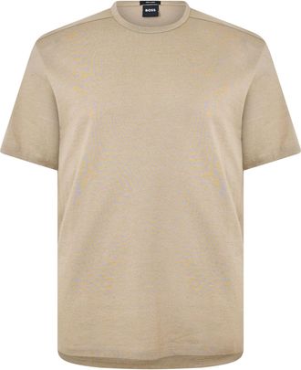HUGO BOSS Mens Tiburt Crew Neck Short Sleeve T-Shirt in Dark Beige - Size X-Large