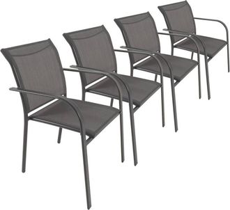 Sweeek Set of 4 garden chairs in aluminium, anthracite 62x55x84 cm - Amara