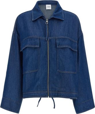 Nude Blue Solid Shirt Collar Jacket