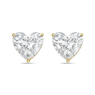 Diana M. Jewels 14Kt Yellow Gold 5.00 cts Lab Grown Heart shaped Diamond Studs