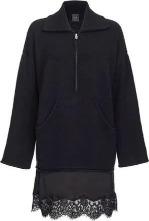 Pinko Lace-Trim Zip-Up Mini Dress With Elegant Collar