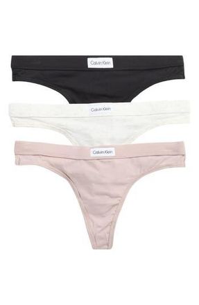 Calvin Klein Assorted 3-Pack Thongs in Black/light Grey/pink at Nordstrom Rack, Size Medium