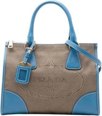 Prada Pre-owned Handbags, female, Multicolor, Size: ONE SIZE Pre-owned Canvas Handbag