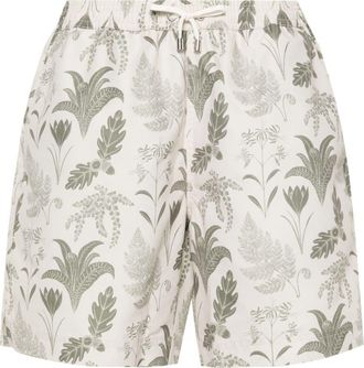 Sunspel leaf-print swim shorts - men - Recycled Polyester/Polyester - M - Neutrals