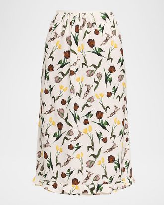 Marni Floral Ruffle Midi Skirt