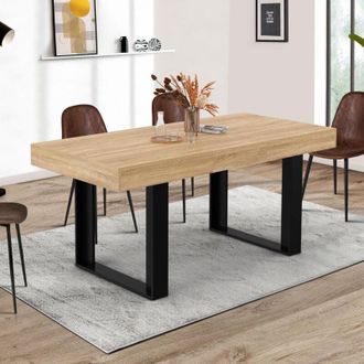 IDMarket Idmarket - Phoenix Mesa De Comedor Rectangular Extensible Para 4-6 Personas En Madera Y Negro 120 - 160 Cm
