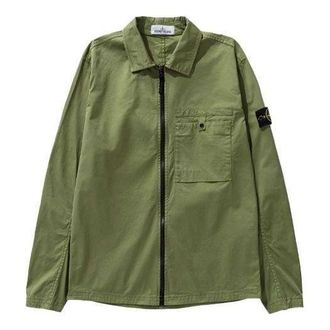 Stone Island Supima Cotton Shirt Jacket Olive 761512619-V0058