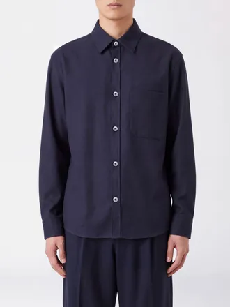 Emporio Armani Camicia slim fit in cotone con collo francese