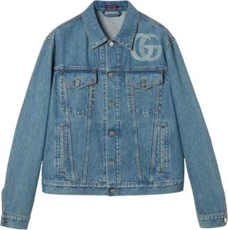 Gucci Lasered Double G denim jack - Heren - Spijkerjassen - Blauw - L - Denim - Jassen