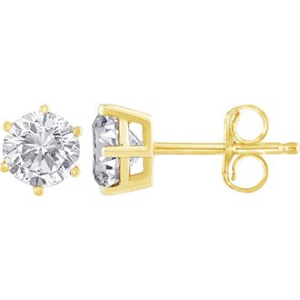 House of Brilliance 18K Yellow Gold 1-1/2 Ct Near Colorless Diamond Classic 6-Prong Stud Earrings at Nordstrom
