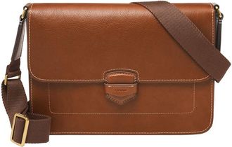 Fossil mens bag Lennox, LiteHide brown leather messenger bag, L: 35.6 cm, W: 5.1 cm, H: 25.4 cm, MBG9613210