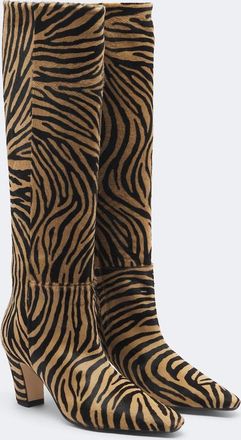 Aeyde Silva zebra-print calf hair knee-high boots