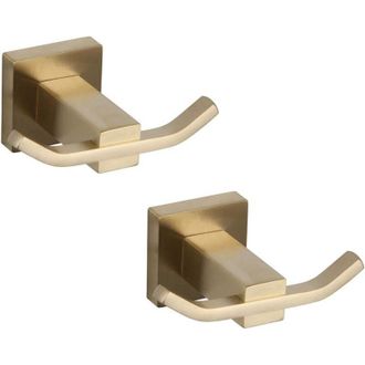 OEM Juego De 2 Accesorios De Ba&ntilde;o: Gancho Doble Para Bata Con Capucha, Gancho De Pared, Acero Inoxidable Sus304 Cepillado, Revestimiento Pvd De Circonio D